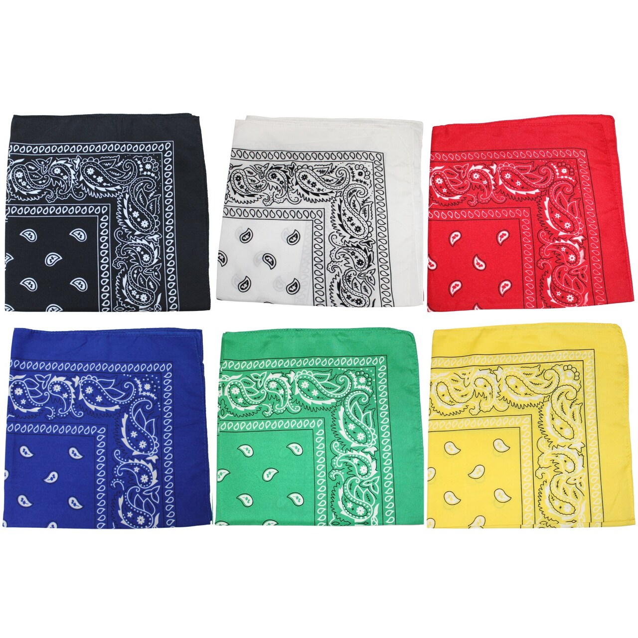 6 Pack Cotton Paisley Bandanas Multi-Purpose Accessories Everyday Use